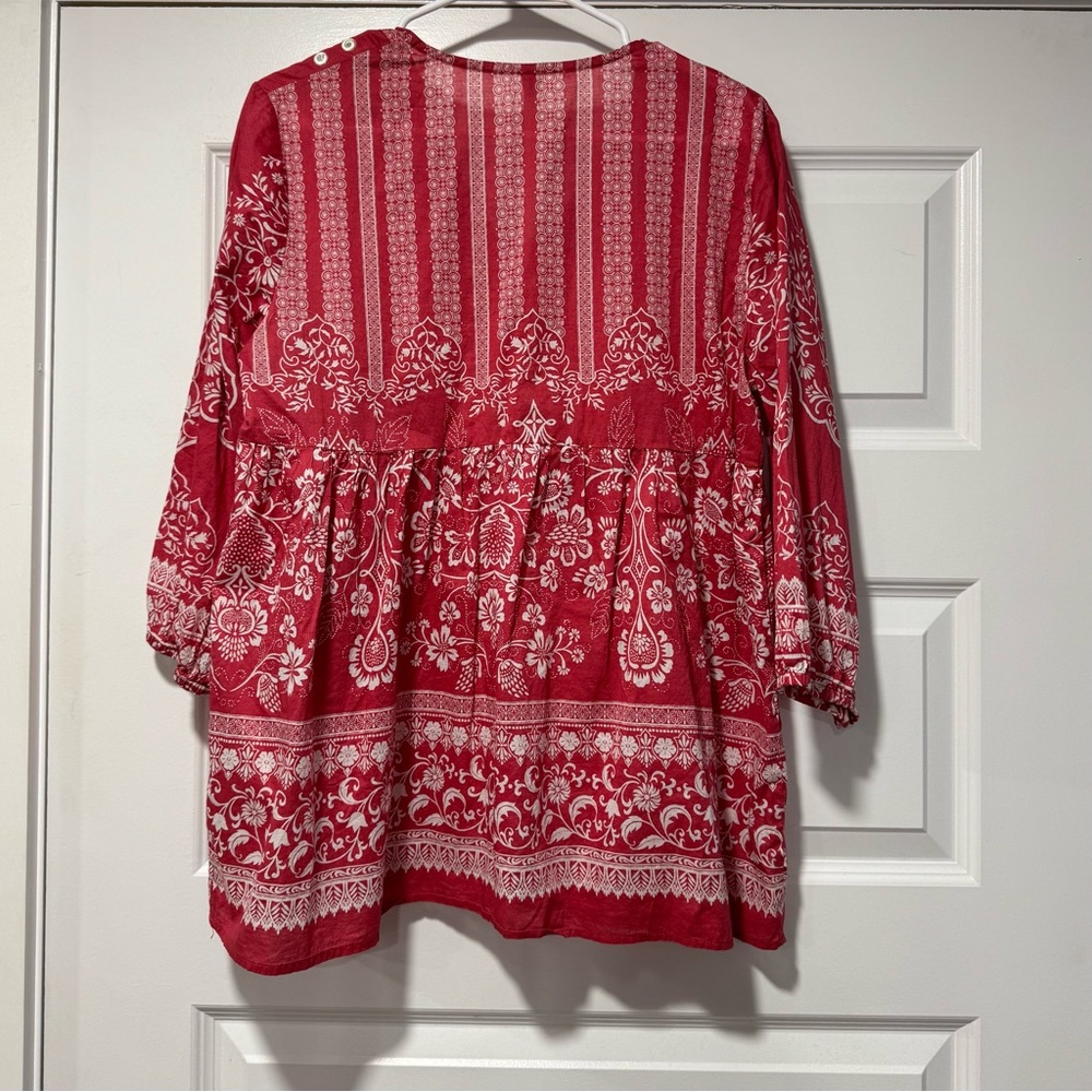 Red Bohemian Women's Blouse - Picture 5 of 9